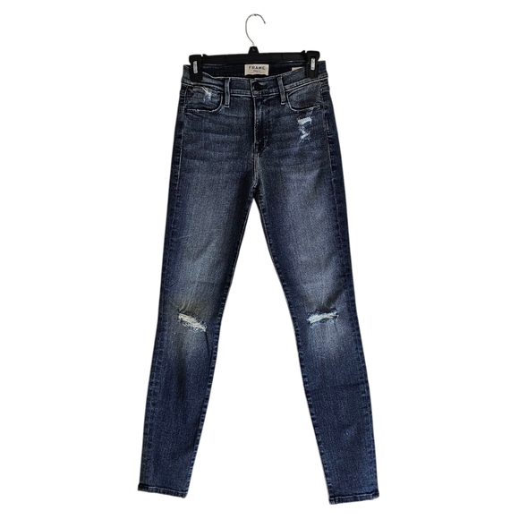 Frame Denim Le High Skinny Blue Distressed Jeans 26 Preowned - Picture 1 of 8